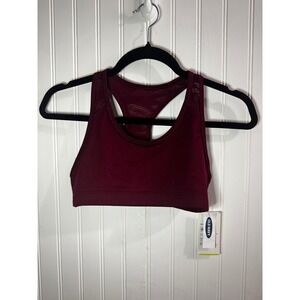 Old Navy Active Go-Dry Racerback Sports Bra Burgundy Maroon XL 14 Mesh Back